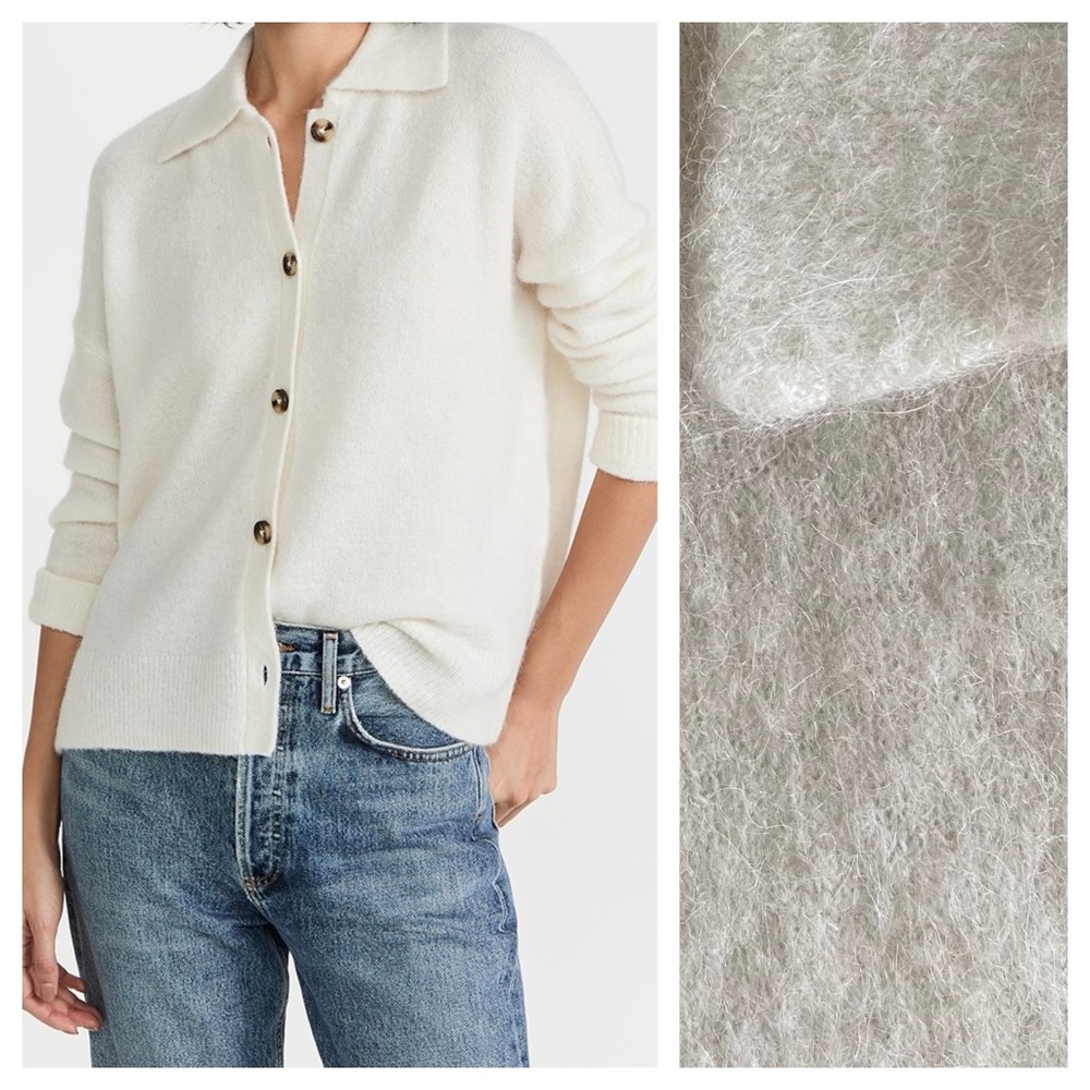 Madewell Cream Button-Up Collared Cardigan